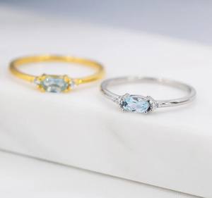 แหวนบลูโทแพซธรรมชาติจากสวิสเซอร์แลนด์ ตัวเรือนเงินสเตอร์ลิงหรือทอง แหวนบลูโทแพซธรรมชาติ แหวนพลอยขนาดเล็ก - Product Image 1