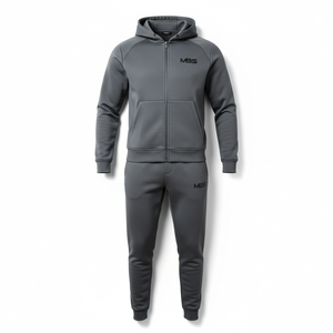 Conjunto Deportivo de 2 Piezas para Hombre, Chaqueta con Capucha y Cierre Completo, Pantalones Jogger, Corte Ajustado, Color Gris, de Alta Calidad, para Gimnasio y Fitness - Product Image 1