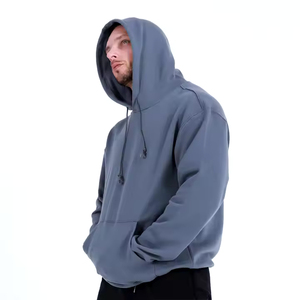 Sudadera con capucha y cremallera para hombre, de peso pesado, corte regular, con logotipo OEM personalizado, estilo urbano, 100% algodón bordado - Product Image 5