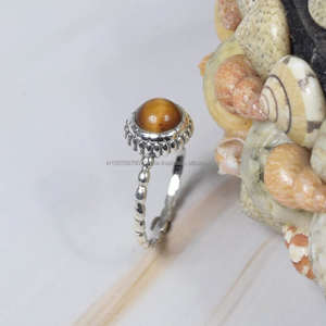 แหวนเงินสเตอร์ลิง925ตาเสือเครื่องประดับอัญมณีทำมือสุดหรูของขวัญพลอยวันเกิด - Product Image 3