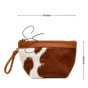 Hair On Hide Leather <b>Wristlet</b> Wallet Western Travel Pouch Handmade Cowhide Accessory Organizer Bag - Product Image 3
