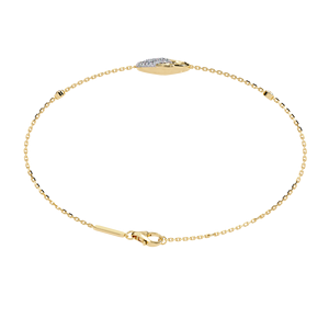 10K 14K 18K Yellow Gold with Pave Curve Lab Grown Personalized <b>Charm</b> Diamond Bracelet in | Minimalist Designer Jewellery - Product Image 4