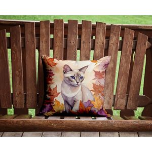 Thai Lila Cat Fall Leaves Cojín decorativo 14H x 14W Lavable a máquina para uso en interiores y exteriores para sofá cama y Patio - Product Image 2