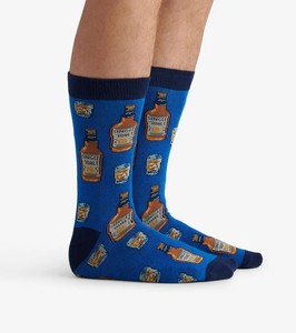Unisex Crew Socks Comfortable with <b>Whiskey</b> <b>Bottle</b> Print Knitted Cotton Polyester Spandex Breathable Daily Wear Spring Style - Product Image 1