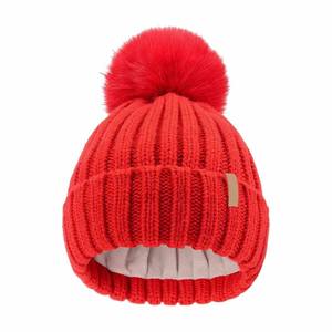 Gorros de invierno para niños, tejidos a mano en color personalizado con pompones de piel sintética para niños. - Product Image 5