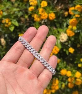 Bracelet Tennis de Luxe en Moissanite, Style Hip Hop, en Argent Sterling Plaqué Or Blanc, Effet Diamant, Chaîne de Poignet - Product Image 1