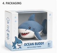 Peluche Requin Divyas Super Douce, Mignonne, en Coton PP, avec Broderie, Fonction Apaisante