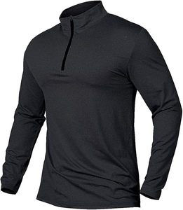 Chemises de sport à manches longues pour hommes, sweat-shirt à demi-zip, hauts de fitness pour le jogging, respirants, compressifs, pour la course à pied - Product Image 1
