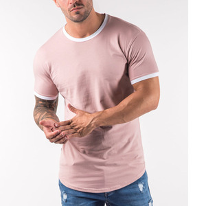 T-shirt de sport pour homme à manches courtes, coupe ajustée, super confortable, 95% coton, 5% élasthanne, imprimé uni - Product Image 1
