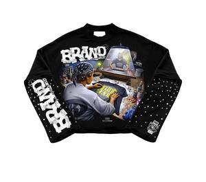 T-shirts pour hommes en gros, personnalisés, impression DTG, haute qualité, écologiques, séchage rapide, respirants, style streetwear hip-hop, manches courtes, 220g - Product Image 5