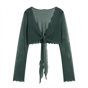 Long Sleeve Crop Top <b>Women</b> Slash Neck Lace Up Sweet Style Spring Summer Daily Wear Loose Fit Solid Color - Product Image 5