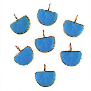 Calcedonia Azul Natural Tallada en Forma de Melón con Engaste de Plata de Ley 925 para Fabricación de Joyería de Calcedonia Azul al por Mayor - Product Image 1