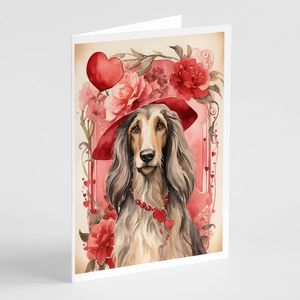 Whimsical A7 Size <b>5x7</b> Blank Note Cards Pack of 8 Afghan Hound Valentine Roses Greeting Cards with <b>Envelopes</b> - Product Image 1