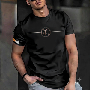 เสื้อยืดแขนสั้นผู้ชายขายส่ง ลายพิมพ์เรียบง่าย ระบายอากาศได้ดี ผ้าฝ้ายถัก ทอแบบดิจิทัล - Product Image 2