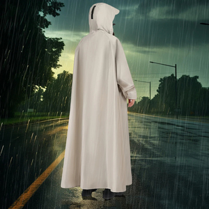 Poncho Impermeable Largo con Capucha y Cuello Alto, Unisex, para Adultos, Color Negro Beige Sólido, Corte Regular, para Todas las Estaciones, Ropa para Exteriores - Product Image 6