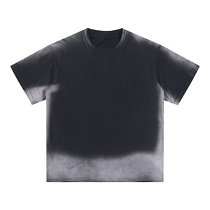 Camiseta de Manga Corta para Hombre, Cuello Redondo, Color Degradado, Informal, Tejida, 100% Algodón, Corte Regular, Diseño Liso - Product Image 1
