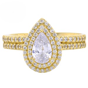 Bague personnalisée en argent sterling 925 en or jaune 14 carats avec diamant taille poire Bague de fête glacée hip hop de luxe pour hommes pour mariages - Product Image 1