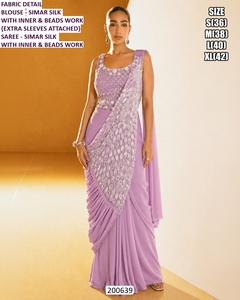 Costume de cérémonie traditionnel pour femmes Ziva Black, longueur au sol, pour mariage et Diwali - Product Image 3