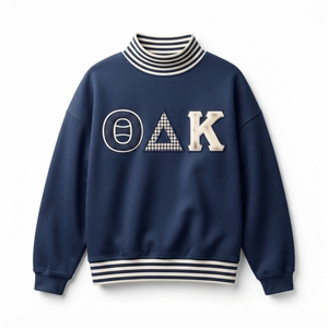 Sudadera de Cuello Alto para Mujer con Bordado de Letras Griegas, Tejido de Algodón y Bambú, para Otoño, Corte Regular, Manga Larga - Product Image 3
