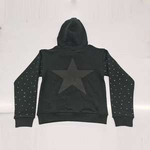 Sudadera con Capucha Personalizada con Logotipo, Estilo Urbano, para Hombre, con Pedrería, 100% Algodón, Vintage, con Estampado de Pedrería - Product Image 2