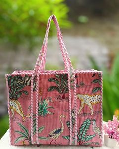 Style De Maison Bohemian Cotton Tote Bag Jungle Animal Print Reusable Zipper Closure Eco Friendly Beach Women's Handbag Custom - Product Image 6