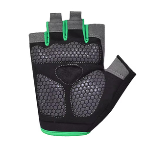 Sporty <b>Fingerless</b> Bike <b>Gloves</b> <b>Black</b> Green Breathable Leather Touchscreen Eco-Friendly Wrist Length Cycling Wear - Product Image 3
