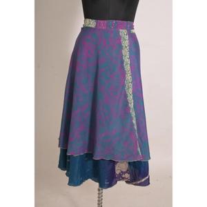 Falda Cruzada de Seda con Estampado Floral Vintage Hecha a Mano para Mujer, Cintura Media, Elegante y a la Moda - Product Image 1