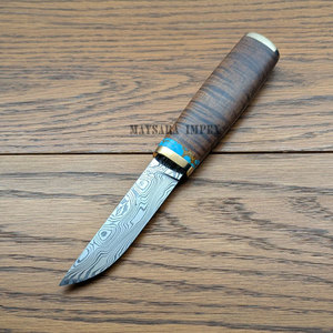 Cuchillo Puukko de Acero Damasteel Hecho a Mano con Mango de Arce Rizado Tostado – Cuchillo de Hoja Fija Premium para Bushcraft y Caza - Product Image 2