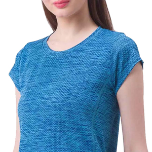 Women's Blue <b>Cap</b> <b>Sleeve</b> T-Shirt Slim Fit Quick Dry Knitted Polyester Casual <b>Top</b> Spring Summer O-Neck Solid Color - Product Image 6