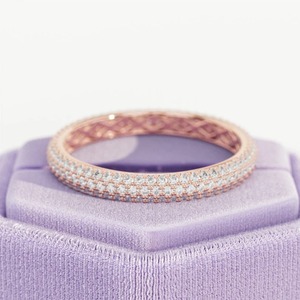 1 Carat Micro Pave Eternity Band 3 Row Pave <b>Ring</b> in 14K 18K Rose Gold Wedding Band <b>Stacking</b> <b>Ring</b> Lab Created Diamonds <b>Rings</b> - Product Image 4