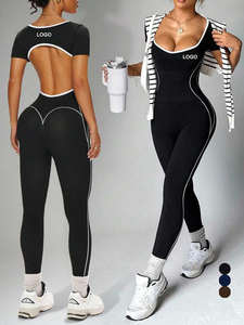 Ensemble de soutien-gorge de sport et leggings scrunch taille haute pour femme, avec logo personnalisé, pour la gym et le yoga, effet push-up fessier, taille élastique, couleur unie - Product Image 6