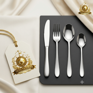 Juego de cubiertos modernos en plata mate con acabado satinado, de acero inoxidable, vajilla premium, juego de cuchillo, tenedor y cuchara para restaurante. - Product Image 6