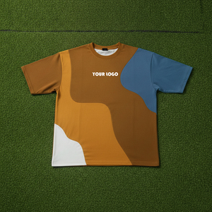 T-shirt sportif personnalisé pour homme, manches courtes, motif géométrique, séchage rapide, col rond, coupe classique, impression par sublimation, polyester tricoté - Product Image 3