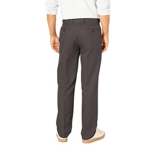 Pantalones de hombre de pierna recta, color gris, antiarrugas, informales elegantes, para trabajo, cintura media, cierre de botón, frente plano, tejido de poliéster. - Product Image 2