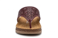 Sandales plates en cuir véritable bordeaux, bout ouvert, à enfiler, respirantes, toutes saisons, semelle intermédiaire en EVA, semelle extérieure en caoutchouc, coussin d'air
