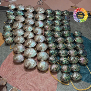 Handmade Eco-Friendly Polished <b>Abalone</b> <b>Shell</b> Jewelry Box Natural Shape Red Lining Angel Theme Antique Imitation Home Decoration - Product Image 3