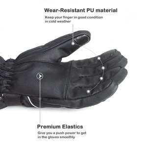 Unisex Keep Warm Winter Waterproof Touch Screen <b>Leather</b> Full Finger Ski Gloves Adjustable <b>Wrist</b> Strap Long <b>Cuff</b> Stylish Gloves - Product Image 6