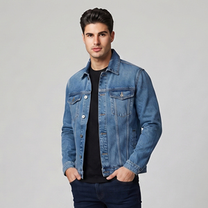 Blousons en jean d'hiver pour hommes de haute qualité, style décontracté urbain, avec imprimé au dos, col rabattu - Product Image 1