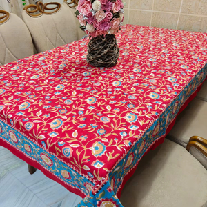 ผ้าปูโต๊ะทำมือสีแดงผ้าฝ้ายวอยล์ สำหรับใช้ในบ้าน โรงแรม งานแต่งงาน และใช้ในชีวิตประจำวัน ซักได้และนำกลับมาใช้ใหม่ได้ - Product Image 1