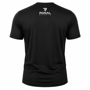 เสื้อยืดแขนสั้นสีดำสำหรับผู้ชาย RONAL SPORTS ทรงปกติ ผ้าเจอร์ซีย์แห้งเร็ว คอกลม ดีไซน์สปอร์ต - Product Image 2
