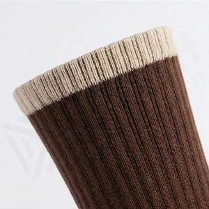 Brown Crew <b>Socks</b> Solid Color Knitted Cotton Spandex Breathable Casual Daily Wear Adult Autumn Style - Product Image 4