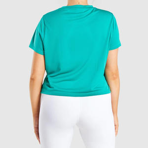 Camiseta de Verano para Mujer, de Algodón Peinado Grueso, Cuello Redondo, Hombros Caídos, Diseño Personalizado con Pedrería, Estilo Casual, Lisa y Grande - Product Image 2