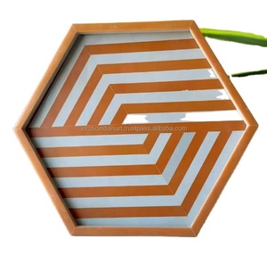 Bandeja de servicio con incrustaciones de resina Hexagonal de lujo ecológica moderna y elegante, estilo con incrustaciones de hueso, para el hogar Decoración de mesa, artesanías de resina - Product Image 1