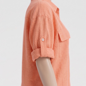 Nouveauté 2026 : Blouse brodée boutonnée pour femme grande taille, personnalisée, en coton, fibre de bambou et flanelle teinte en fil à carreaux, respirante pour le bureau - Product Image 4