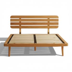 โครงเตียงไม้สักแท้สไตล์โมเดิร์น พร้อมหัวเตียงแบบระแนง สไตล์สแกนดิเนเวียนกลางศตวรรษ ขนาดควีนไซส์/คิงไซส์ เฟอร์นิเจอร์ห้องนอน - Product Image 2