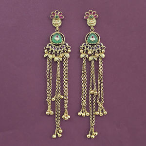 Boucles d'oreilles chandelier bohèmes plaquées or avec motif floral en zircon pour femmes, bijoux de fête - Product Image 2
