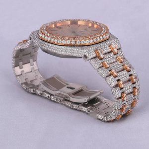 Reloj de Diamantes Moissanite VVS, Caja de Oro Rosa de 41 mm, Movimiento Automático, Atractivo Reloj de Cuarzo con Cristal y Diamantes, Acero Inoxidable - Product Image 2