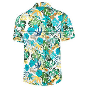 T-shirt hawaïen uni teint pour homme, confortable, grande taille, décontracté, col montant, respirant, prix raisonnable - Product Image 2