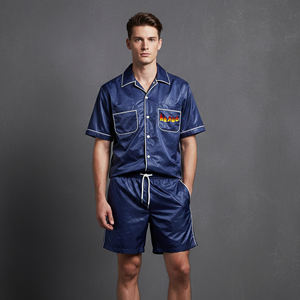 Ensemble short d'été sur mesure avec passepoil intégral et fermeture boutonnée, qualité supérieure, en nylon léger, pour homme - Product Image 4