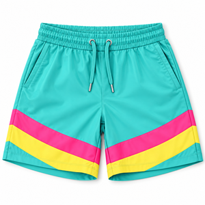 Men's Retro Color Block Windbreaker Zipper <b>Jacket</b> and Shorts Windbreaker Panel Lined Two Piece Turquoise Nylon <b>Track</b> Hoodies USA - Product Image 5